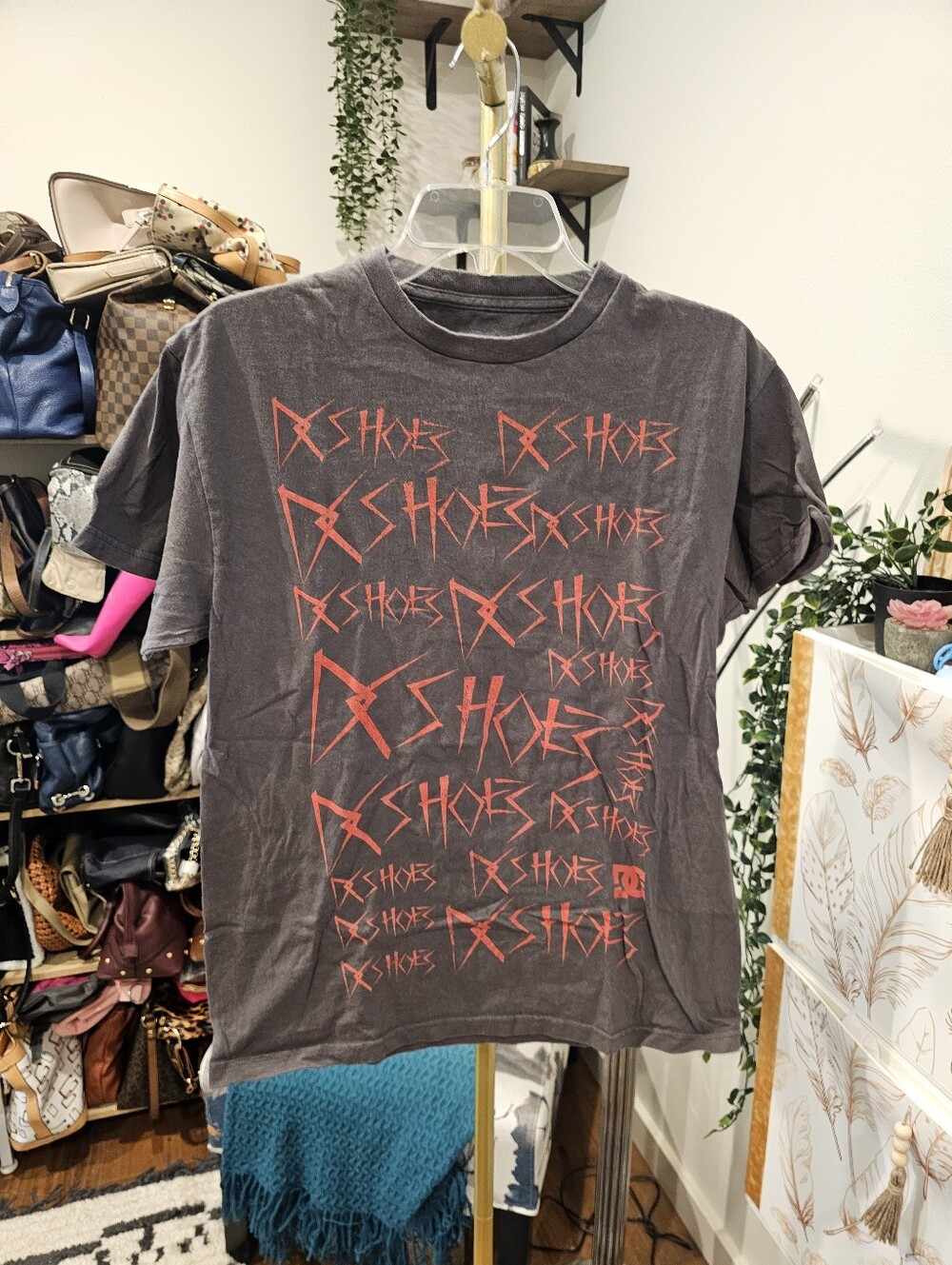Vintage DC Charcoal Short-Sleeve Tee with Red Graphic Logo